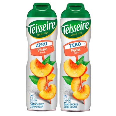 Produktbild von Teisseire Sirup Pfirsich/Peach zero Zucker 600ml - Cocktails (2er Pack)