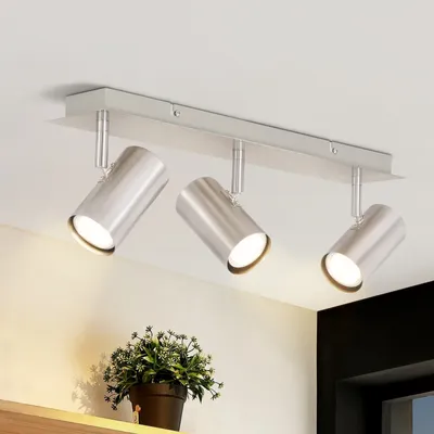 Immagine prodotto di ZMH LED plafoniera a 3 fiamme faretto da soffitto GU10 lampada da soffitto corridoio 330° orientabile faretto da soffitto moderno nichel interno per camera da letto soggiorno cucina corridoio