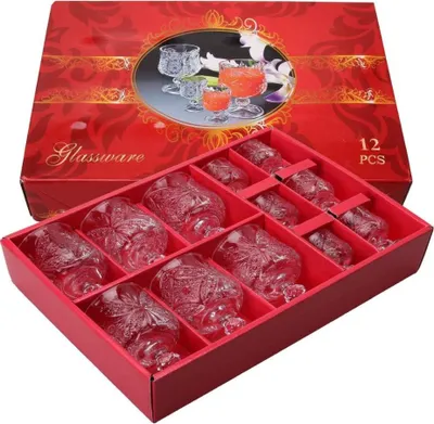 Produktbild von 12-teiliges Glaswaren-Set mit edlem Schliffdesign – Elegante Trinkgläser im Geschenkkarton