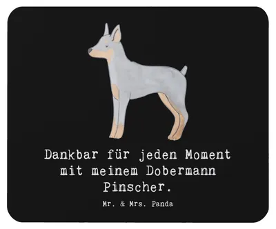 Produktbild von Mr. & Mrs. Panda Mousepad Dobermann Pinscher Moment - Schwarz - Geschenk, laptop, Mauspad, Mouse Pad, computer, mausteppich