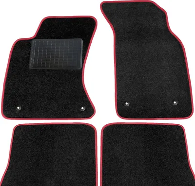 Immagine prodotto di moto-MOLTICO Tappetini Auto Velours Tappetini Auto Neri Set 4 pezzi adatto per Audi 80 Cabrio 1988-1994 (Rosso - cuciture decorative)