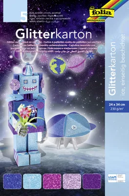 Image de Carton pailleté Folia 300g/m², 24x34cm, 5 feuilles, Ice