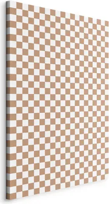 Produktbild von Vlies Leinwandbild - Checkerboard Pattern - Brown-White Grid with a Subtle Noise 40x60 cm Muster f-C-10091-b-a