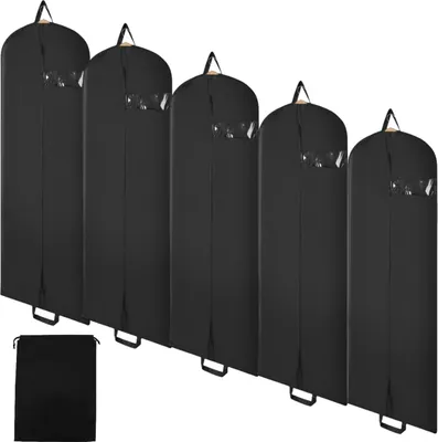 Immagine prodotto di TolleTour set di 5 sacchetti per indumenti 150x60cm sacchetto protettivo per indumenti con una maniglia sacchetto per scarpe nero
