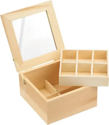 Produktbild von Schmuckkasten aus Holz 13,5x12,8x7,5 cm