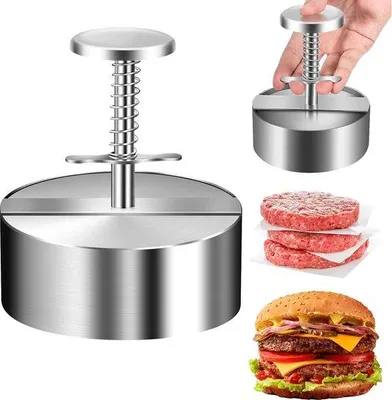 Produktbild von Famanu Burgerpresse Edelstahl - Verstellbare Hamburgerpresse, 11,4 cm Durchmesser