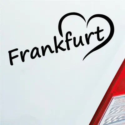 Produktbild von Auto Aufkleber Frankfurt Herz Stadt City Liebe Love Heimat 18x8 cm Schwarz Glanz Sticker Heckscheibenaufkleber