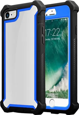 Produktbild von Cadorabo Hülle für Apple iPhone 7 / 7S / 8 / SE 2020 Schutzhülle in Blau Handy Hülle Etui TPU Silikon-Rand Glas-Rücken