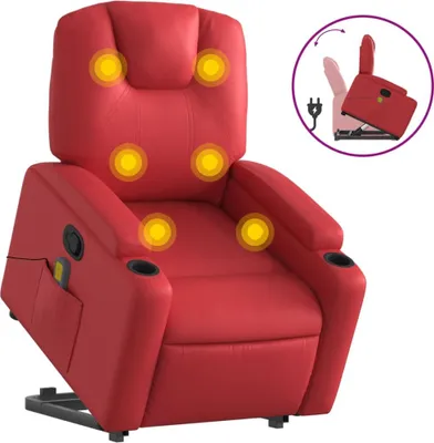 Produktbild von vidaXL Massagesessel mit Aufstehhilfe Rot Kunstleder