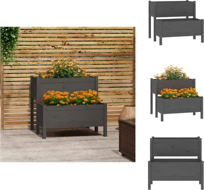 Immagine prodotto di vidaXL Fioriera grigia 84,5x84x75 cm in legno di pino massiccio - Vasi e fioriere