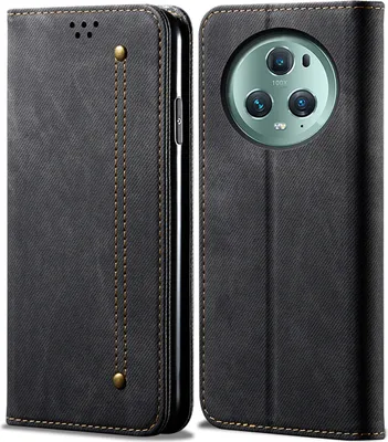 Obrázek produktu pro Honor Magic 5 Pouzdro, Kožené Peněženkové Pouzdro s Magnetickým Uzavíráním a Stojánkem pro Honor Magic 5 černé
