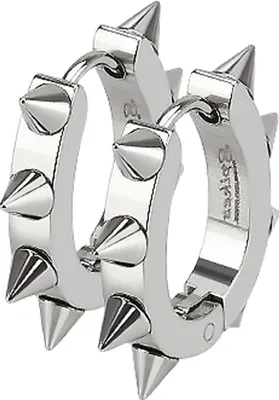 Creolen Klappcreolen Ohrringe Edelstahl Spikes Stacheln Herren Damen Gothic Punk silber
