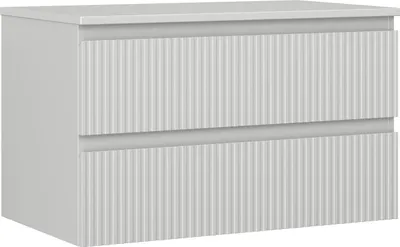 Produktbild von Mexen Rivel Badezimmer-Unterschrank 80 cm mit Arbeitsplatte, 2 Schubladen, gerillt, grau matt - 91A20-08047-2-BFFC62