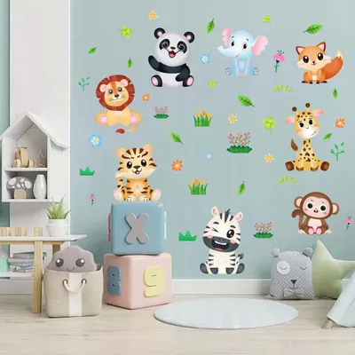Zdjęcie produktu dla Naklejka Ścienna Małe Zwierzątka Dekoracja Pokoju 99x71 cm