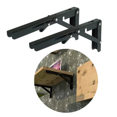 Produktbild von Klappbarer Schwerlast-Winkelträger FLEXO 255 x 105 x 25 mm, schwarz, 2 Stück