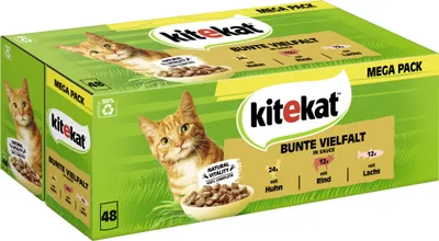 Produktbild von KITEKAT Portionsbeutel Multipack Bunte Vielfalt in Sauce 3 Varietäten 48 x 85g