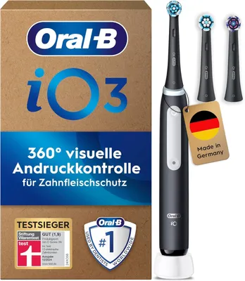Immagine prodotto di Spazzolino elettrico Oral-B iO Series 3 Plus Edition — Spazzolino elettrico, incl. 3 testine intercambiabili, 3 modalità di pulizia per la cura dei denti, progettato da Braun, T