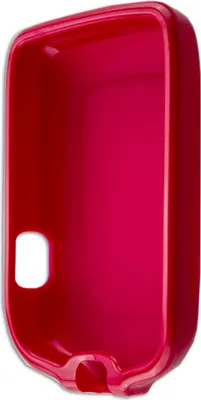 A red protective case for a medical device.