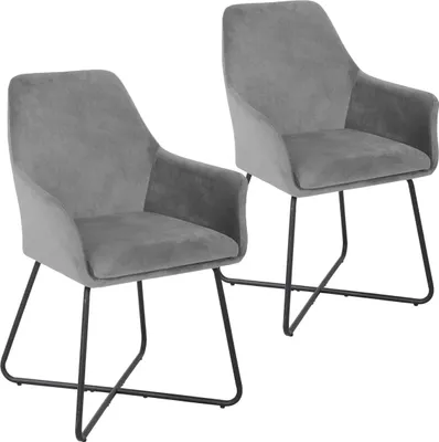 Produktbild von SVITA JOSIE Dining 2er Set Esszimmerstuhl Sessel Polsterstuhl Stoff grau