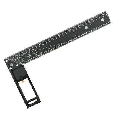 Image de Règle à angle droit multifonctionnelle Multi-trous 90 degrés en acier à haute teneur en carbone Règle à angle pour le travail du bois Règle de positionnement et de marquage élevé Règle à tracer Poignée en alliage d'aluminium Pince à tracer précise