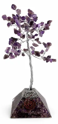 Produktbild von CHONIT Deko Baum Lila Steinblättchen Pyramiden Sockel Wohnaccessoire