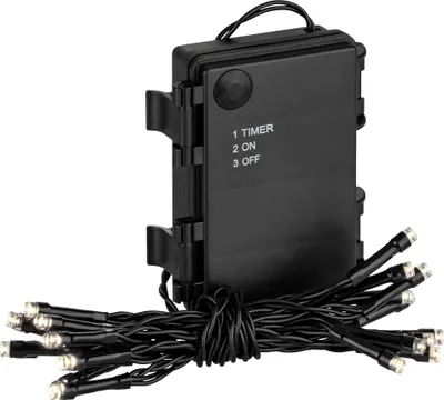 Produktbild von Coen Bakker LED Lichterkette außen Batterie 20 LED warmweiß 1,4m 6/18h Timer schwarz