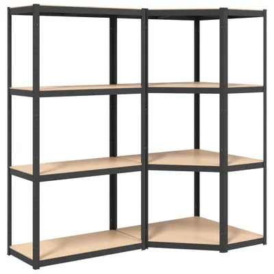Image de vidaXL Étagères avec 4 étagères 2 pcs. Anthracite Acier & bois composite