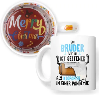 Produktbild von 22Feels Weihnachtsgeschenk Bruder Geschenk Geschwister Tasse Jungs Männer Haferl Teenager Bruderherz Weihnachten