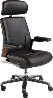 Image de Chaise pivotante en similicuir noir 4212