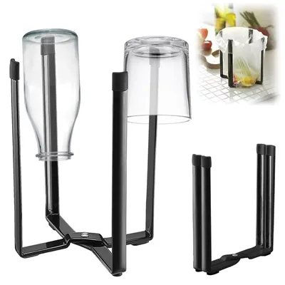 Image de Porte-bouteilles en acier, 21,5 cm, pour égoutter les bouteilles, noir, pliable, porte-bouteilles pour 4 bouteilles, égouttoir pour bouteilles de boisson pour la cuisine