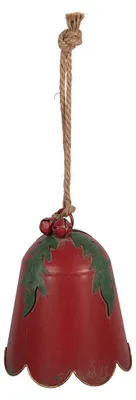 Imagen del producto de Figura decorativa navideña de Clayre & Eef, forma de cascabel, color rojo, metal, 16x20 cm