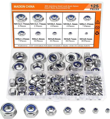Produktbild von INF 125 Stk. Edelstahl Sicherungsmuttern Set - Nylon Einsatz Sortiment