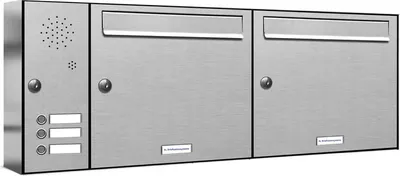 Produktbild von 2er Edelstahl Briefkastenanlage für Aufputz - Wandmontage 3 Klingel