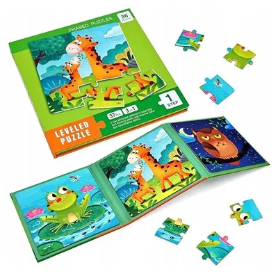 Produktbild von Magnetisches Puzzle - Frosch, Giraffe & Eule - 3 in 1 Buch - Level 1 - Reisespielzeug ab 3 Jahren