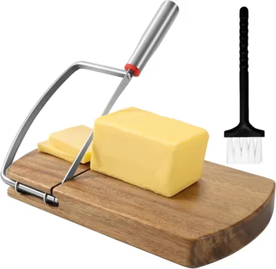 Produktbild von Käseschneider aus Holz Käsehobel mit Metallschneider für Käseblöcke Butter Wurst