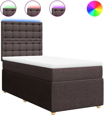 Produktbild von vidaXL Boxspringbett mit Matratze Dunkelbraun 90x190 cm Stoff