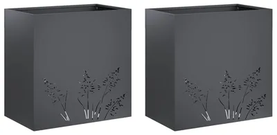Image de vidaXL Jardinières pour plantes, lot de 2, anthracite, 50 x 30 x 49 cm