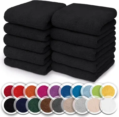 Obrázok produktu pre Sada 10 malých uterákov, 100% bavlna, 30x30 cm, čierna, do kúpeľne