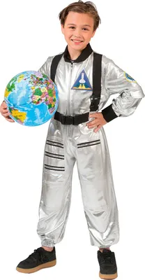 Produktbild von Astronauten Kostüm "Tobias" für Kinder | Silber Metallic Größe: 128