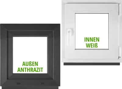 Produktbild von BAU PLAZA Kellerfenster BxH 65 x 65 cm / 650 x 650 mm DIN Rechts Außen Anthrazit / Innen Weiß – Dreh-Kipp Fenster – 2-fach Verglasung 32 mm – Wärmeschutz & Schallschutz – PVC Kunststofffenster