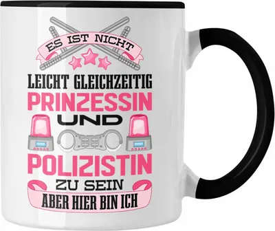 Produktbild von Trendation - Polizistin Geschenk Tasse mit Spruch Geschenke Polizei Frauen Lustig Blaulichtmilieu (Schwarz)