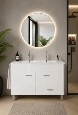 ORIGEN BATH SAMOS Badmöbel mit Doppelwaschbecken 120x45 cm, Weiß