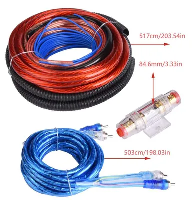 Image de Kits de câbles pour amplificateurs audio, kit audio automobile de 2800 W, calibre 4