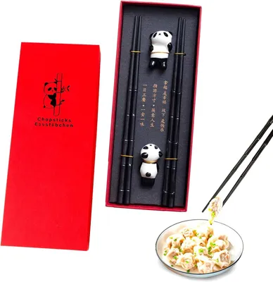 Produktbild von Essstäbchen Yqhugbc 2 Paar Essstäbchen, Essstäbchen zum Essen, rutschfeste Essstäbchen, Sushi-Stäbchen, spülmaschinenfeste Essstäbchen mit 2 chinesisc