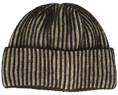 Strickmütze mit Umschlag aus 100% Merino-Wolle von Hut-Breiter in schwarz