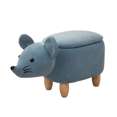 Produktbild von SVITA Tierhocker Stauraum Kinderhocker Sitzhocker Kinderzimmer Sitzbox Maus Blau
