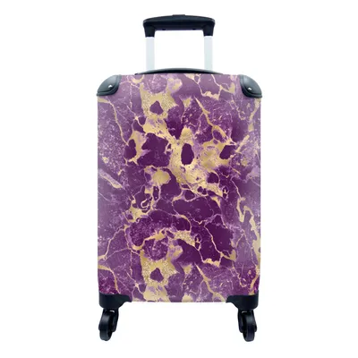 Produktbild von MuchoWow® Koffer Handgepäck Trolley Rollkoffer Kleine Reisekoffer mit 4 Rollen - Gold - Luxus - Marmor - Muster - Cabin Size < 55x40x23 cm & 55x40x20 cm - Fotokoffer - Kabinenkoffer - Boardgepäck - Reise-Box - Reisekoffer - Reisegepäck - Koffer mit Bild - Trolley für Kinder