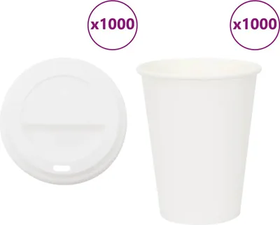 Obrázek produktu pro Papírové kelímky na kávu s víčky 1000 pcs 12oz 300ml