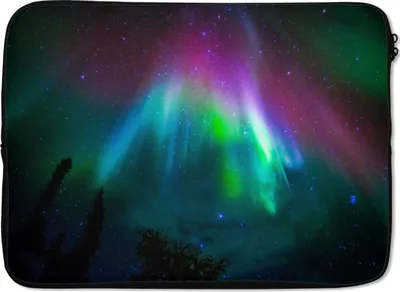 Produktbild von MuchoWow® Laptop Hülle 13 Zoll Nordlichter - Sternenhimmel - Farben Laptoptasche - Laptophülle - Sleeve - Rundumschutz