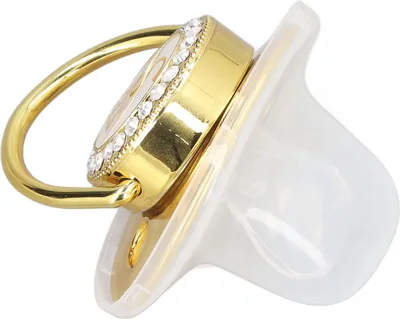 Immagine prodotto di Baby dummy indossabile squisita  d'oro lettera strass con catena clip K.